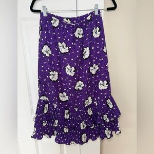 Floral Purple Women's Skirt - no brand or fabric tag, bought at thrift store